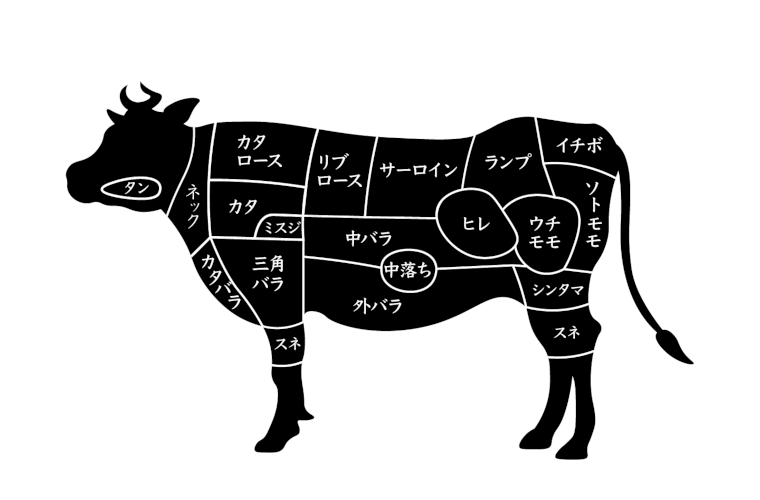 牛の部位のイメージ図